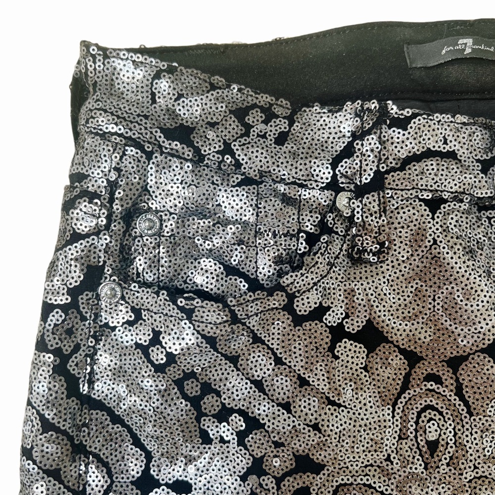 7 For All Mankind Gold/Silver Sequin Jeans / Pants - Size 25 - Picture 9 of 15